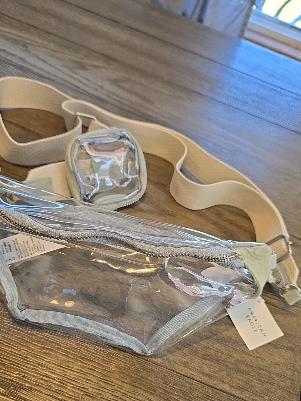 American Eagle Outfitters Clear Beige Waist Bag